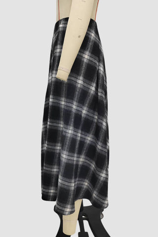 Elegant Check Midi Skirt