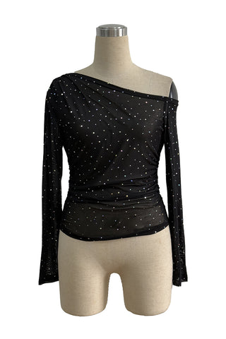 Sheer Mesh Embellished Top