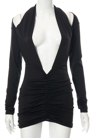 Plunge Neck Cut-Out Evening Dress