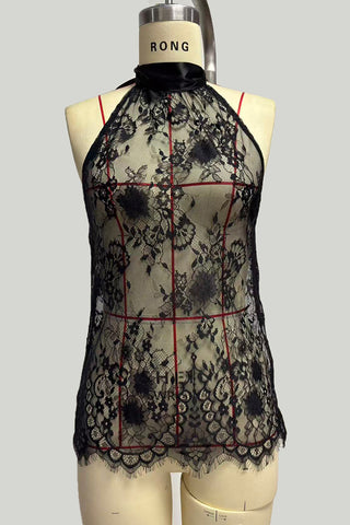 Lace Halter Tank Top