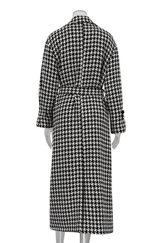 Oversized Houndstooth Long Coat