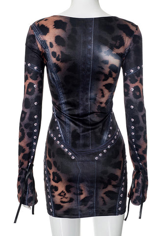 Studded Long Sleeve Mini Dress