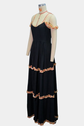 Ruffled Maxi Strap Dress