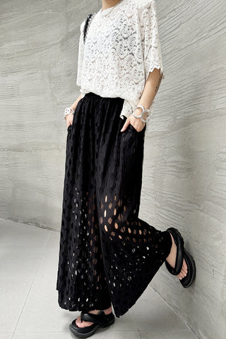 Wide-Leg Cut-Out Casual Pants