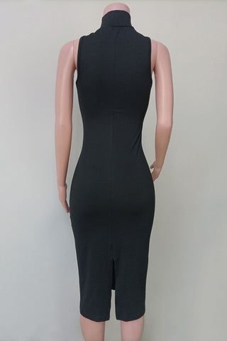 Asymmetric Halter Midi Dress