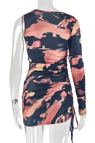 Asymmetric Tie-Dye Mini Dress
