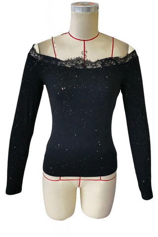 Off-Shoulder Lace Detail T-Shirt