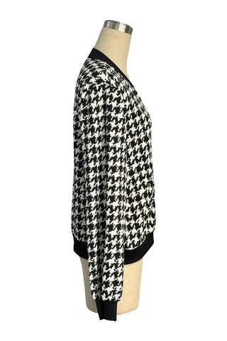 Houndstooth Zip-Up Jacket