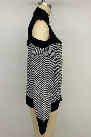 Cold Shoulder Chevron Sweater