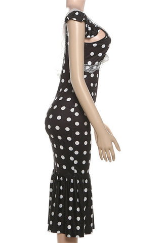 Ruffled Polka Dot Casual Dress