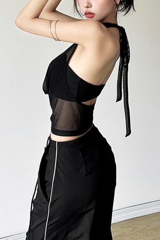 Sheer Halter Cami Top with Cutout