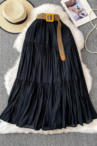 Tiered Maxi Skirt with Belt