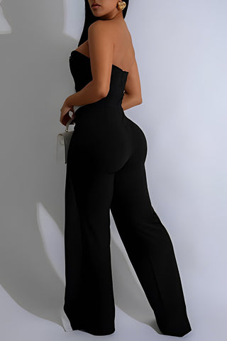 Strapless Statement Jumpsuit with Buttons