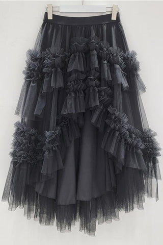 Layered Ruffle Midi Skirt