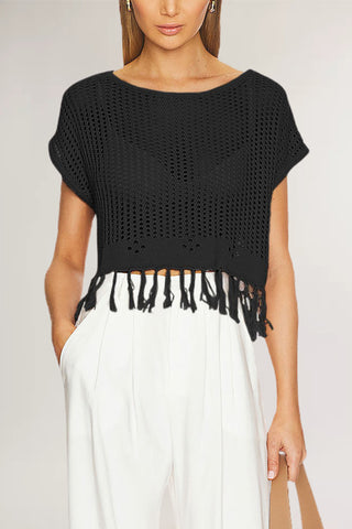 Fringe Hem Knit Blouse