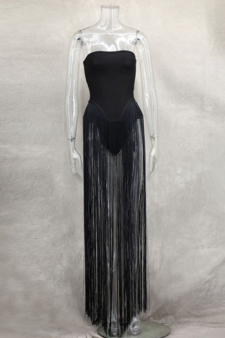 Fringe-Side Evening Dress