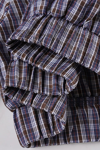 Button-Front Plaid Crop Shirt