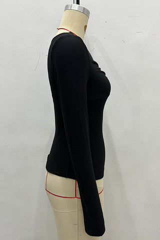 Ring-Accent Long Sleeve Blouse
