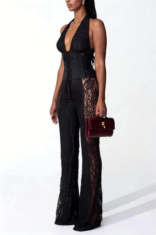 Lace-Up Halter Jumpsuit