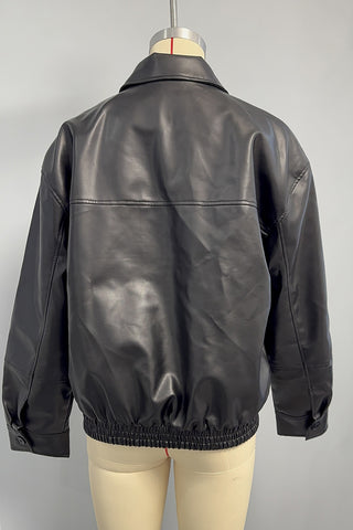 Zip-Front Classic Leather Jacket