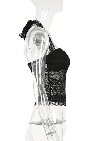 Lace Halter Neck Tank Top