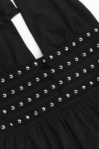 Studded Halterneck Peplum Top