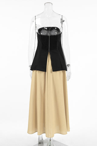 Strapless Asymmetric Top & Skirt Set