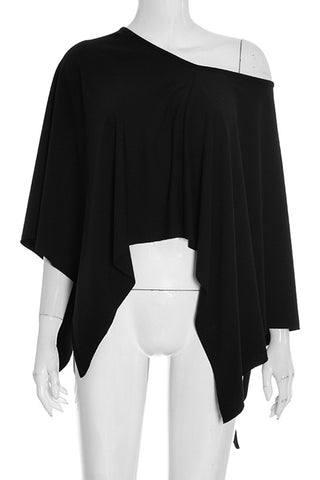 Flowing V-Neck Poncho Blouse