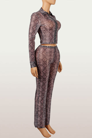 Snakeskin Print Pants Set