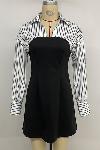 Contrast Collar Layered Mini Dress