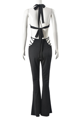Cut-Out Halter Jumpsuit with Studs