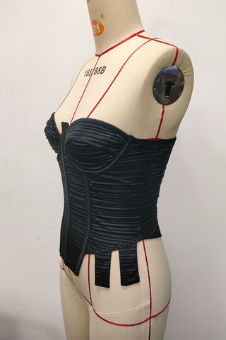 Strapless Pleated Corset Tank