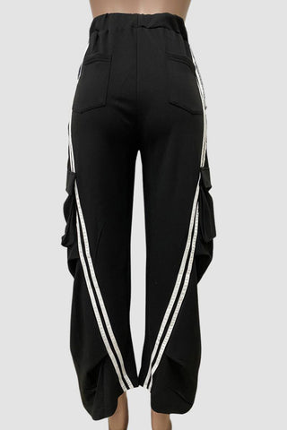 Stylish Contrast Waist Casual Pants