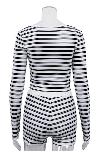 Striped Button-Up Short Set