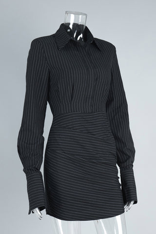 Striped Long-Sleeve Casual Dress