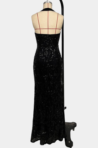 Halter Neck Evening Dress with Embellishments