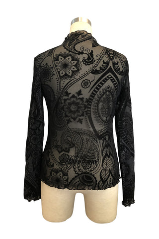 Long-Sleeve Lace Patterned Top
