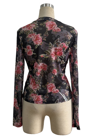Floral Sheer Long-Sleeve Top