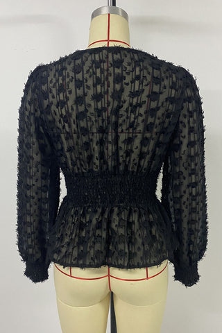 Elegant Textured Smocked Blouse