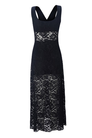 Lace Overlay Off-Shoulder Midi Dress