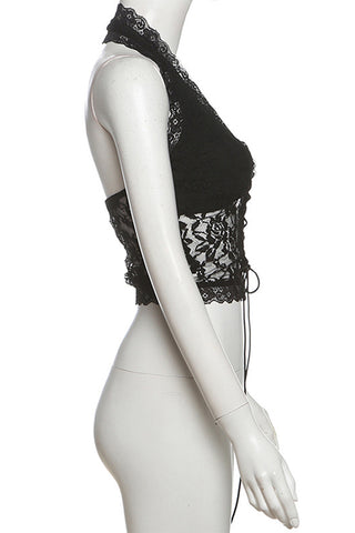 Lace-Up Halter Camisole