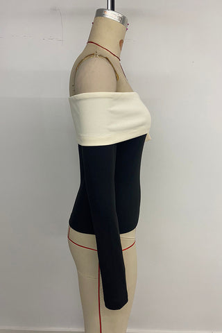 Off-Shoulder Bow Long-Sleeve Top