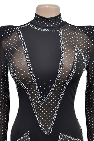 Sparkling Mesh Detail Jumpsuit