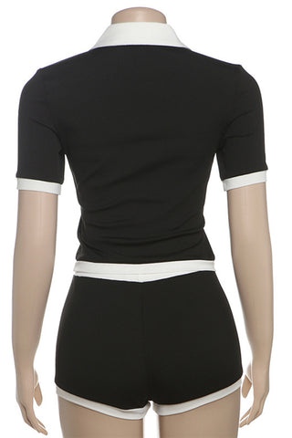 Button-Front Polo Short Set