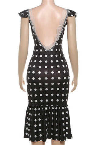 Ruffled Polka Dot Casual Dress