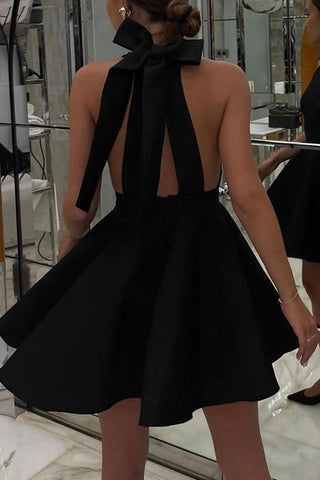 Halter-Neck Flare Evening Dress