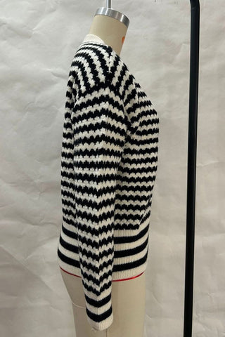 Striped Button-Up Cardigan