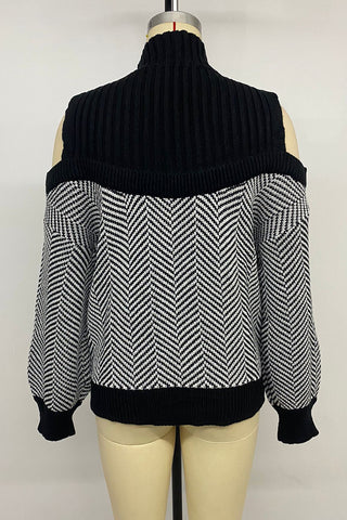 Cold Shoulder Chevron Sweater