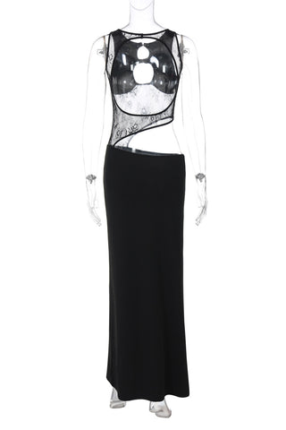 Elegant Cutout Lace Evening Dress