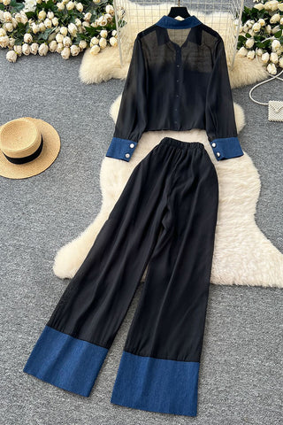 Two-Piece Pant Set with Shirt